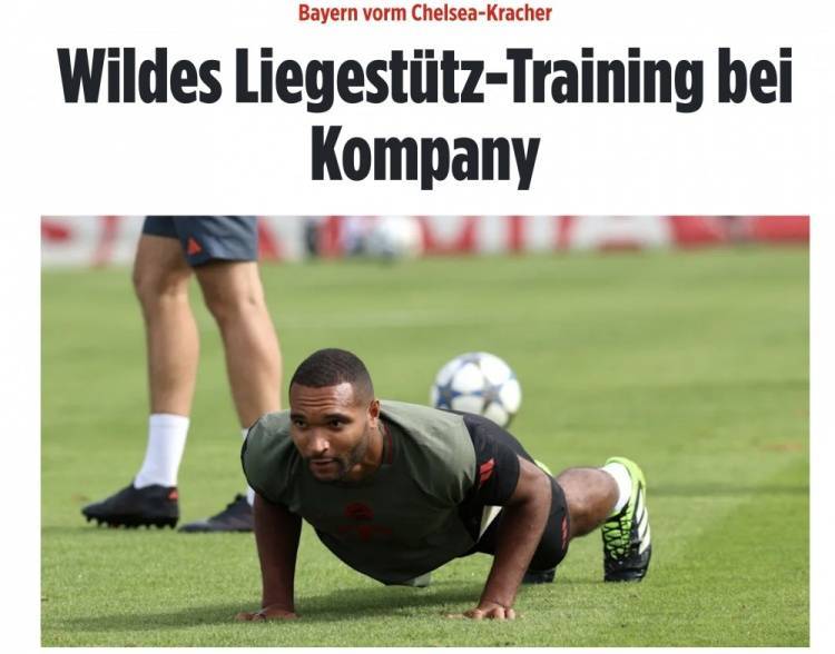 图片报:拜仁战切尔西前最后一练进行抢圈练习,输队须进行俯卧撑